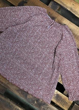 Женская блуза с узорами marks&spencer (маркс и спенсер ххлрр идеал оригинал бело-коричневая)2 фото