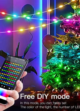 Розумна гірлянда 5 м bluetooth 50 led rgb світлодіодна гірлянда з керуванням із телефона