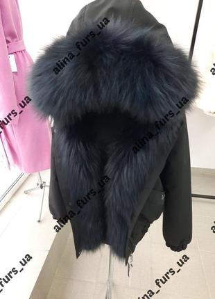 Женская зимняя куртка бомбер с натуральным мехом енота,42-58 р.р.5 фото