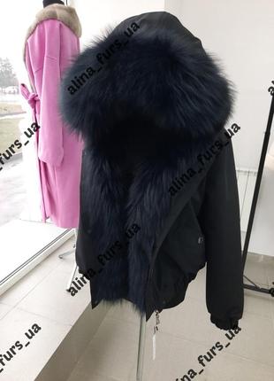 Женская зимняя куртка бомбер с натуральным мехом енота,42-58 р.р.1 фото