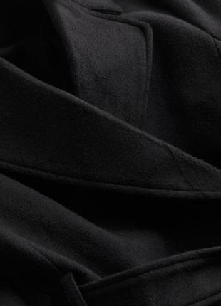 Черное прямое пальто h&m размер s  на запах на подкладке оригинал5 фото
