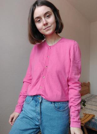 Шерстяной кардиган розовый свитер джемпер шерсть пуловер реглан лонгслив кофта с пуговицами италия