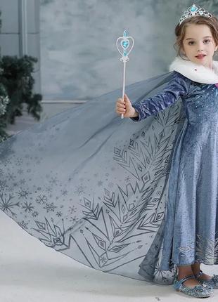 Карнавальное детское праздничное нарядное новогоднее рождественское голубое платье ельзы ледяное сердце снежинка снегурочка 4 5 6 лет 104 110 116 1221 фото