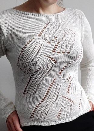 Шикарный весенний белый свитер джемпер ажурный #розвантажуюсь9 фото