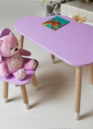 Столик детский облако со стульчиком бабочка 46х70х40 см фиолетовый (992523)7 фото