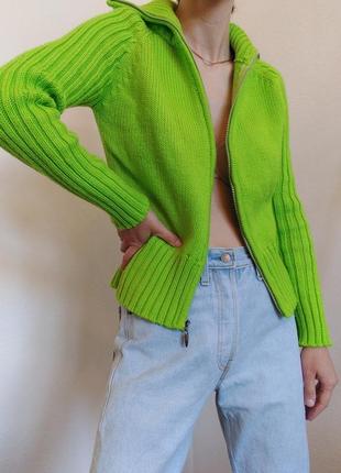 Салатовый свитер зип джемпер на молнии пуловер реглан лонгслив кофта зеп свитер винтаж9 фото
