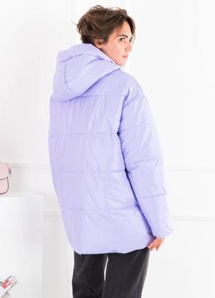Женская зимняя лиловая куртка с капюшоном5 фото