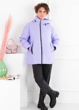 Женская зимняя лиловая куртка с капюшоном2 фото