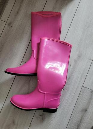 Гумові рожеві чоботи2 фото