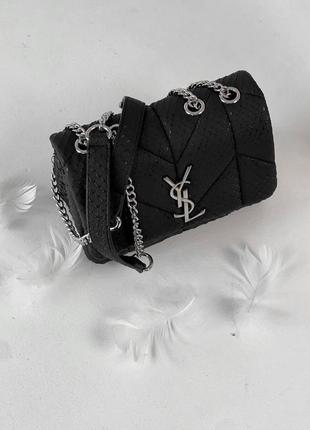 Yves saint laurent puff mini black croco