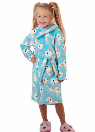 Дитячий теплий махровий халат велсофт, плюшевий банний халат з поясом , махровый халат для девочки
