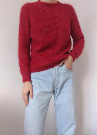 Ворсистый свитер красный джмпер пуловер реглан лонгслив кофта2 фото