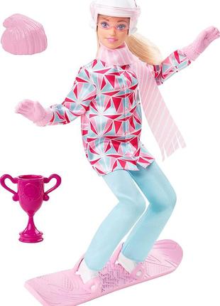 Кукла барби блондинка на сноуборде barbie winter sports snowboarder