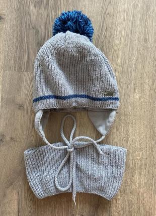 Детская зимняя шапка+снуд для мальчика agbo (польша) 53р.5 фото