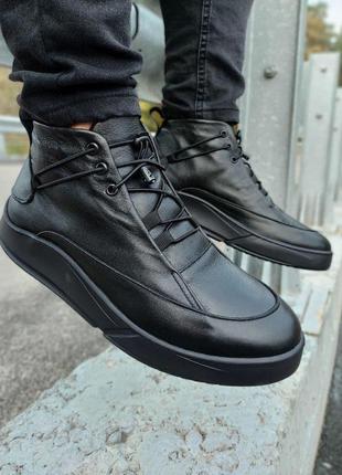 Зимние мужские ботинки black (флис) 40-44