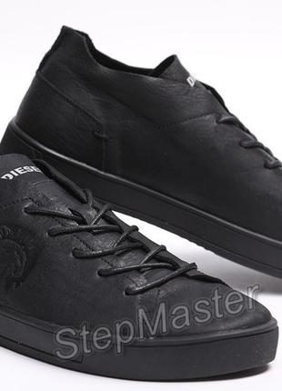 Кеды кроссовки кожаные diesel pirate black3 фото