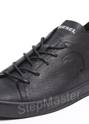 Кеды кроссовки кожаные diesel pirate black1 фото