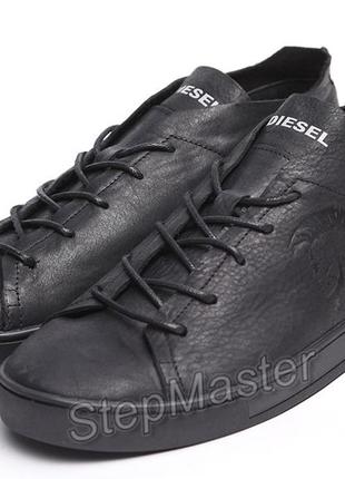 Кеды кроссовки кожаные diesel pirate black4 фото