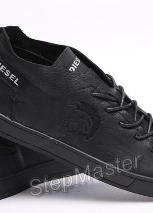 Кеды кроссовки кожаные diesel pirate black6 фото