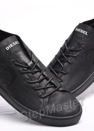 Кеди кросівки шкіряні diesel black pirate8 фото
