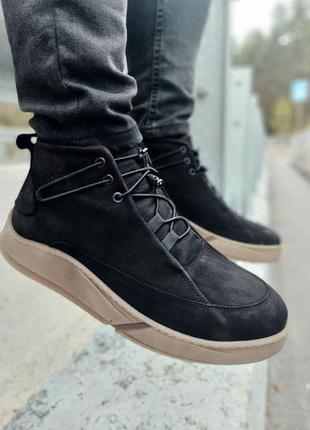 Зимние мужские ботинки black brown (флис) 40