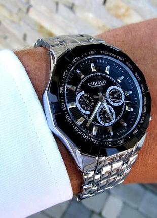 Чоловічий класичний срібний преміум наручний годинник curren / куррен