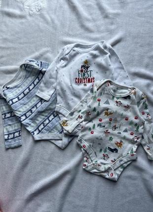 Набор новогодний рождественский боди на новорожденного
