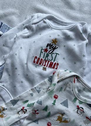 Набор новогодний рождественский боди на новорожденного4 фото