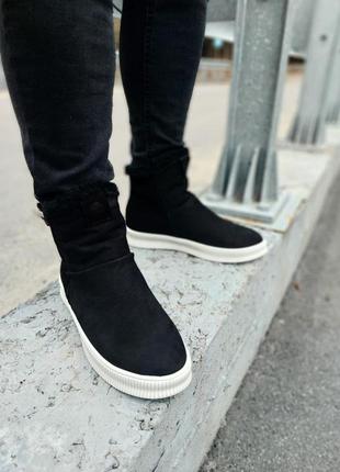 Зимние мужские ботинки black white (мех) 40-413 фото