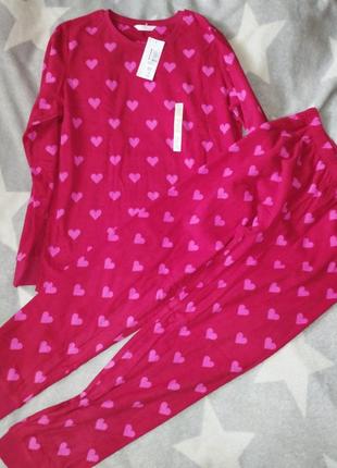 Яркая флисовая пижама сердце6 фото