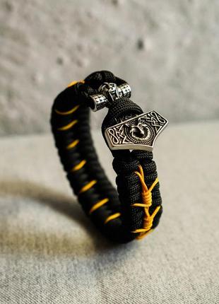 Браслет из паракорда fishtail на молоте тора с оплеткой колючая проволока, в подарок брелок