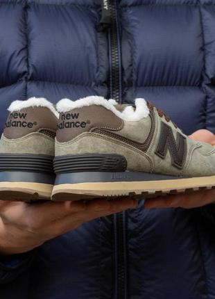 Зимние женские кроссовки new balance 574 winter khaki fur хаки мех3 фото