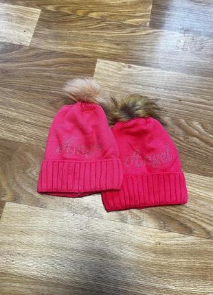 Набір шапка вʼязана на флісі