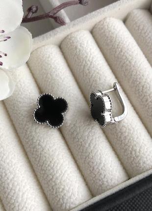 Серьги клевер, сережки конюшина, новинка, хіт, ванклиф, van cleef, шикарные, базовые, топ сережки