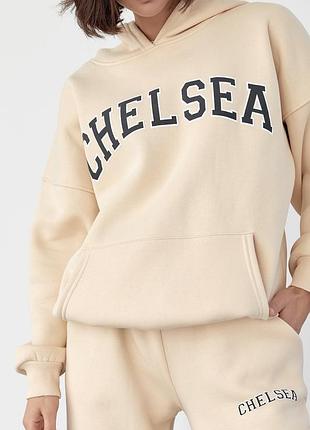 Женский спортивный костюм на флисе с принтом chelsea