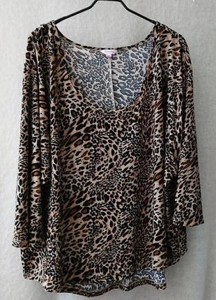 Леопардова вільна блуза великий розмір1 фото
