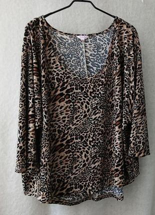Леопардовая свободная блуза очень большого размера5 фото