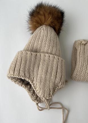Комплект шапка и хомут зима 50-56см (3-10р)3 фото
