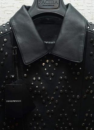 Мужская кожаная куртка-косуха emporio armani