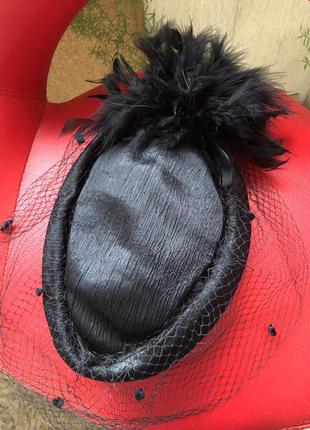 Шляпа шляпка перья винтаж сетка1 фото