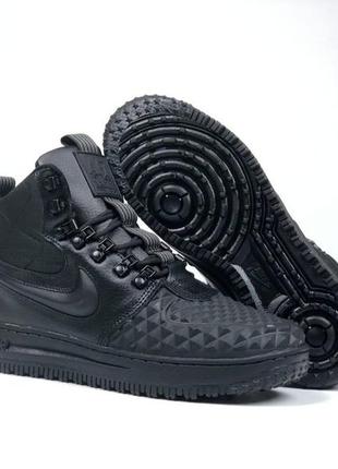 Высокие зимние мужские кожаные кроссовки с мехом в стиле nike lunar force 1 duckboot 🆕