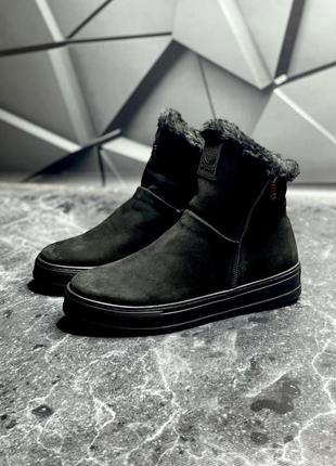 Зимние мужские ботинки black (мех) 412 фото