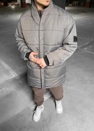 Куртка мужская с нашивкой stone island стоун айленд на зиму до -20 градусов топ качества со скидкой