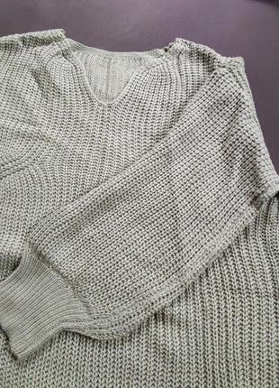 Вязаный оливковый свитер/свирик/ оверсайз/ большего размера3 фото