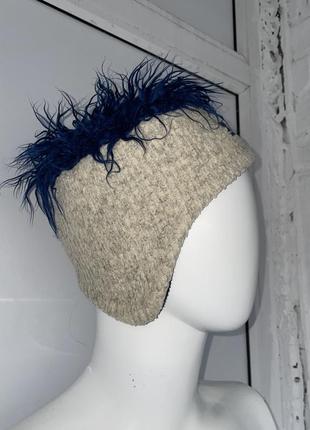 Авангардная шапка вашанка eisbar с эрокезом синее волос шерсть флисовая подкладка6 фото
