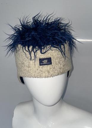 Авангардная шапка вашанка eisbar с эрокезом синее волос шерсть флисовая подкладка4 фото