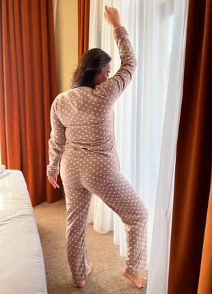 Женская теплая зимняя махровая пижама, флис, махра, большой размер, батал xl, l, 2xl, xxl5 фото