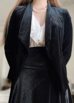 Черная велюровая бархатная кофточка кофта от roman пиджак жакет