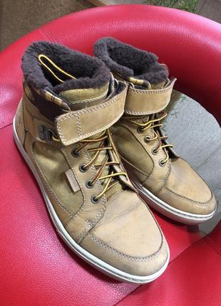 Ботинки кеды timberland кожа оригинал мех утеплённые