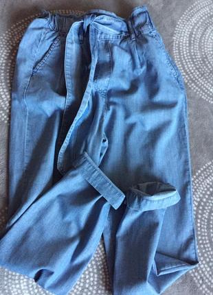 Классные легкие женские джинсы джоггеры высокая посадка7 фото